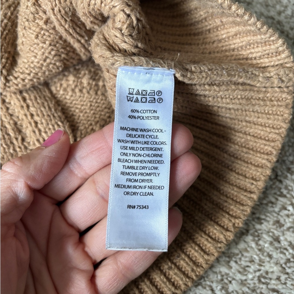 Cupcakes & Cashmere  Tan-Camel Cardigan Sweater Cable Knit Preppy Women’s Medium - Picture 5 of 8